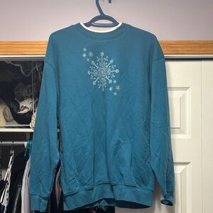 Vintage M&C Sportswear Embroidered Snowflake Christmas Sweatshirt XL